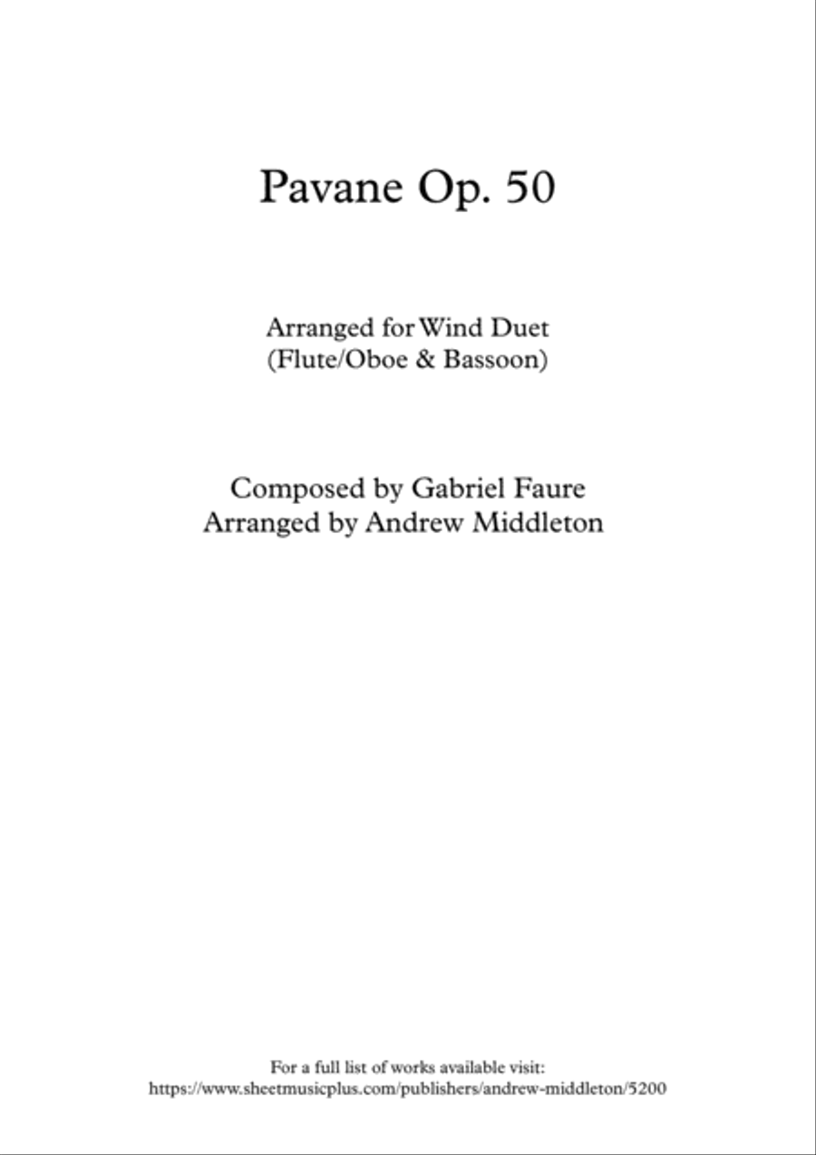 Pavane Op. 50 arranged for Flute/Oboe & Bassoon Duet image number null