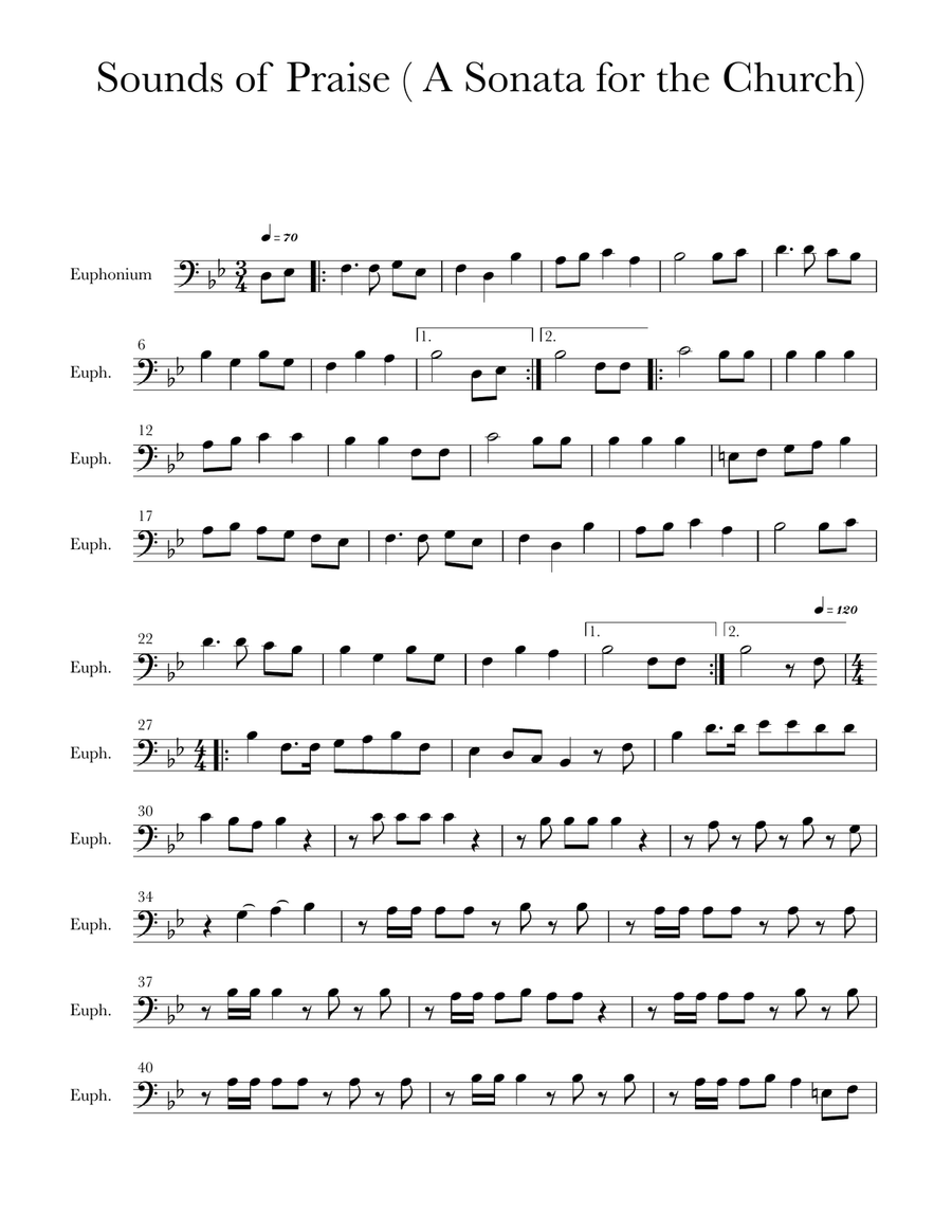 Sounds of Praise (Church Sonata for Tuba Quartet) Tuba Quartet scores gallery preview page 1
