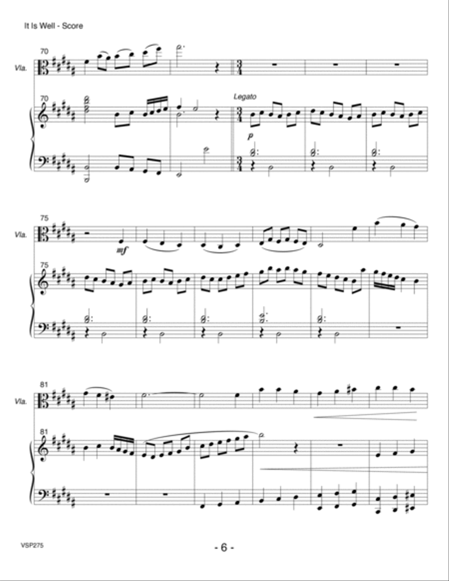 IT IS WELL WITH MY SOUL - Viola Solo with Piano Accompaniment Piano scores gallery preview page 6
