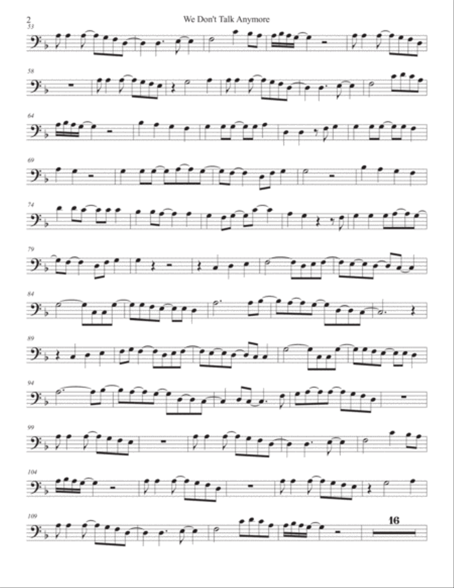 We Don't Talk Anymore Trombone Solo scores gallery preview page 2