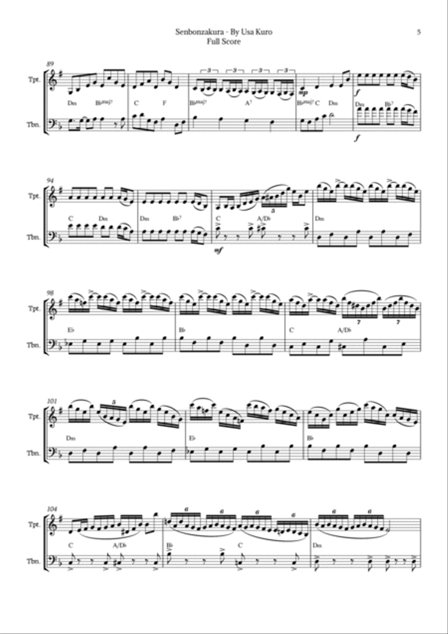 Senbonzakura Brass Duet scores gallery preview page 5