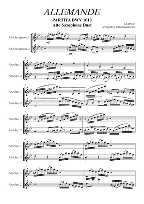 ALLEMANDE by J.S. BACH - Alto Saxophone Duet