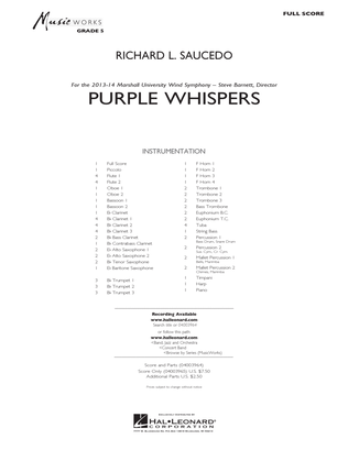 Book cover for Purple Whispers - Full Score