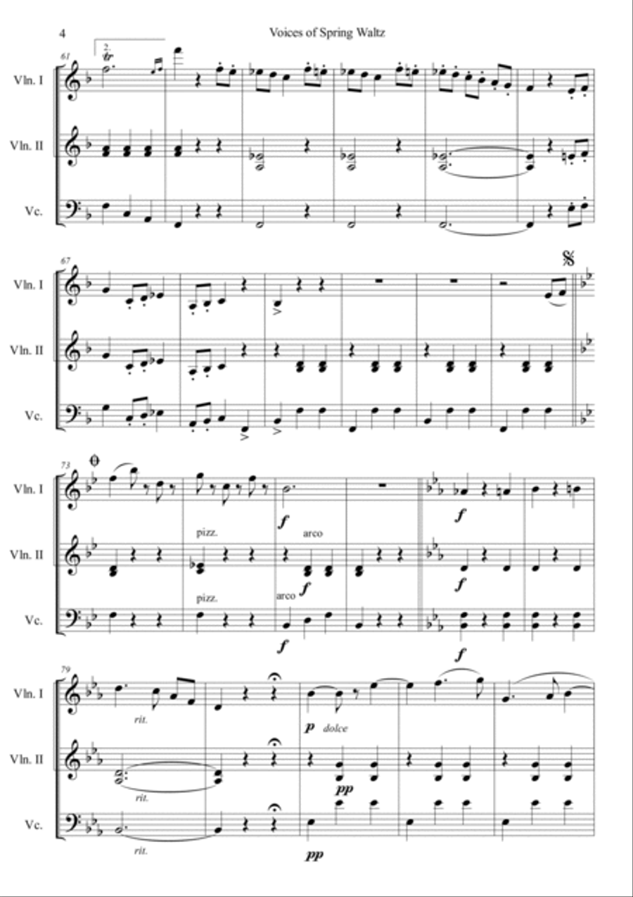 Voice of Spring Waltz Cello scores gallery preview page 4