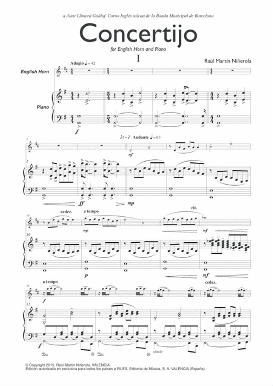 Concertijo for English Horn and Piano English Horn scores gallery preview page 2