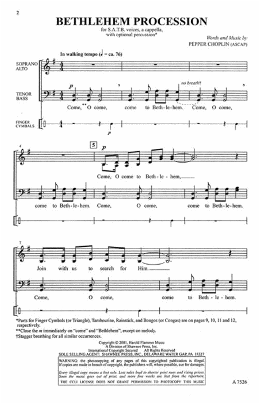 Bethlehem Procession 4-Part scores gallery preview page 2
