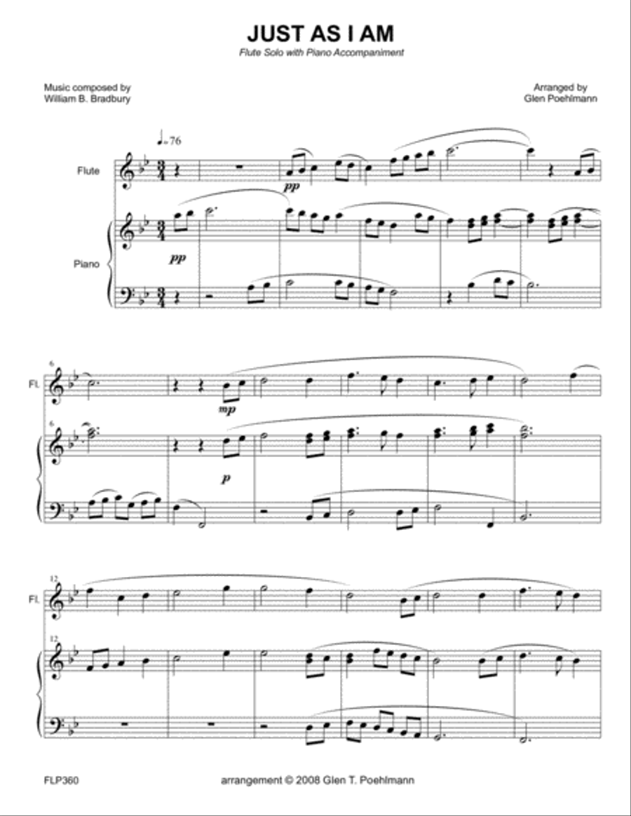 JUST AS I AM - FLUTE SOLO with Piano Accompaniment Flute Solo scores gallery preview page 1