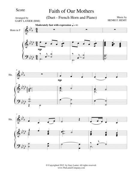 FAITH OF OUR MOTHERS (Duet – French Horn and Piano/Score and Parts) image number null