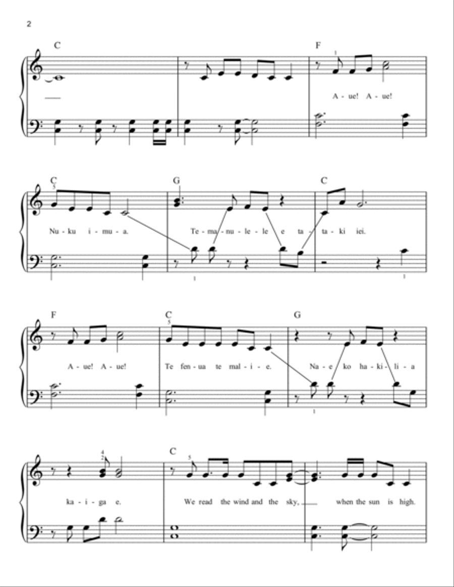 We Know The Way (from Moana) Easy Piano scores gallery preview page 2