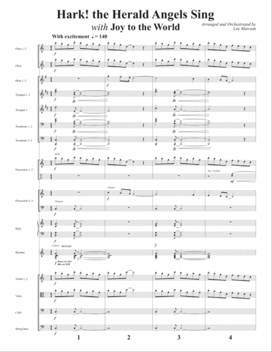 Hark! the Herald Angels Sing with Joy to the World Full Orchestra scores gallery preview page 2