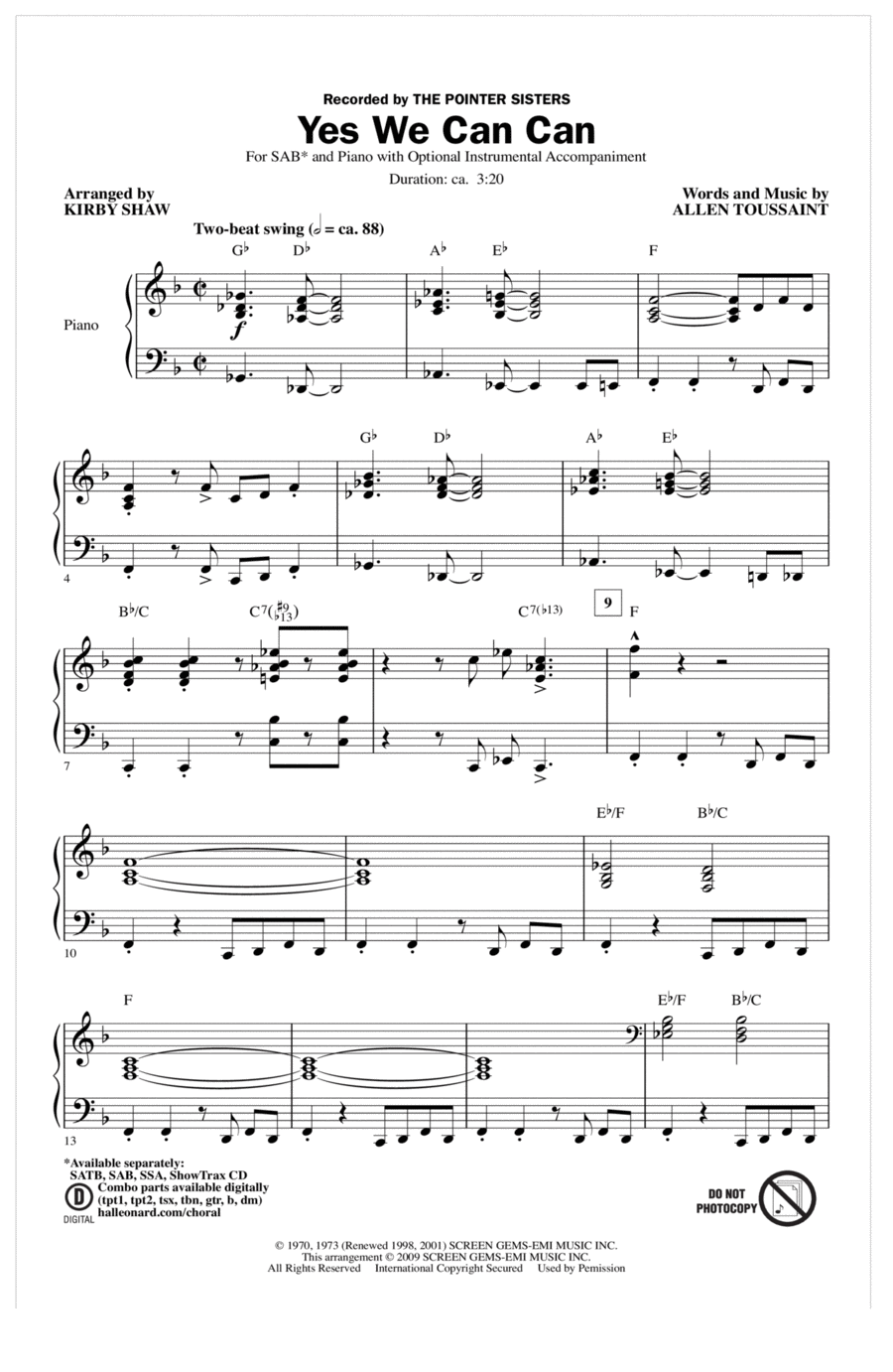 Yes We Can Can (arr. Kirby Shaw) 3-Part scores gallery preview page 1