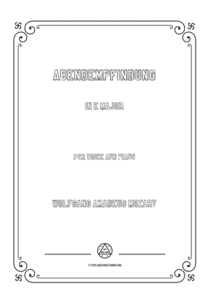 Book cover for Mozart-Abendempfindung in E Major,for Voice and Piano