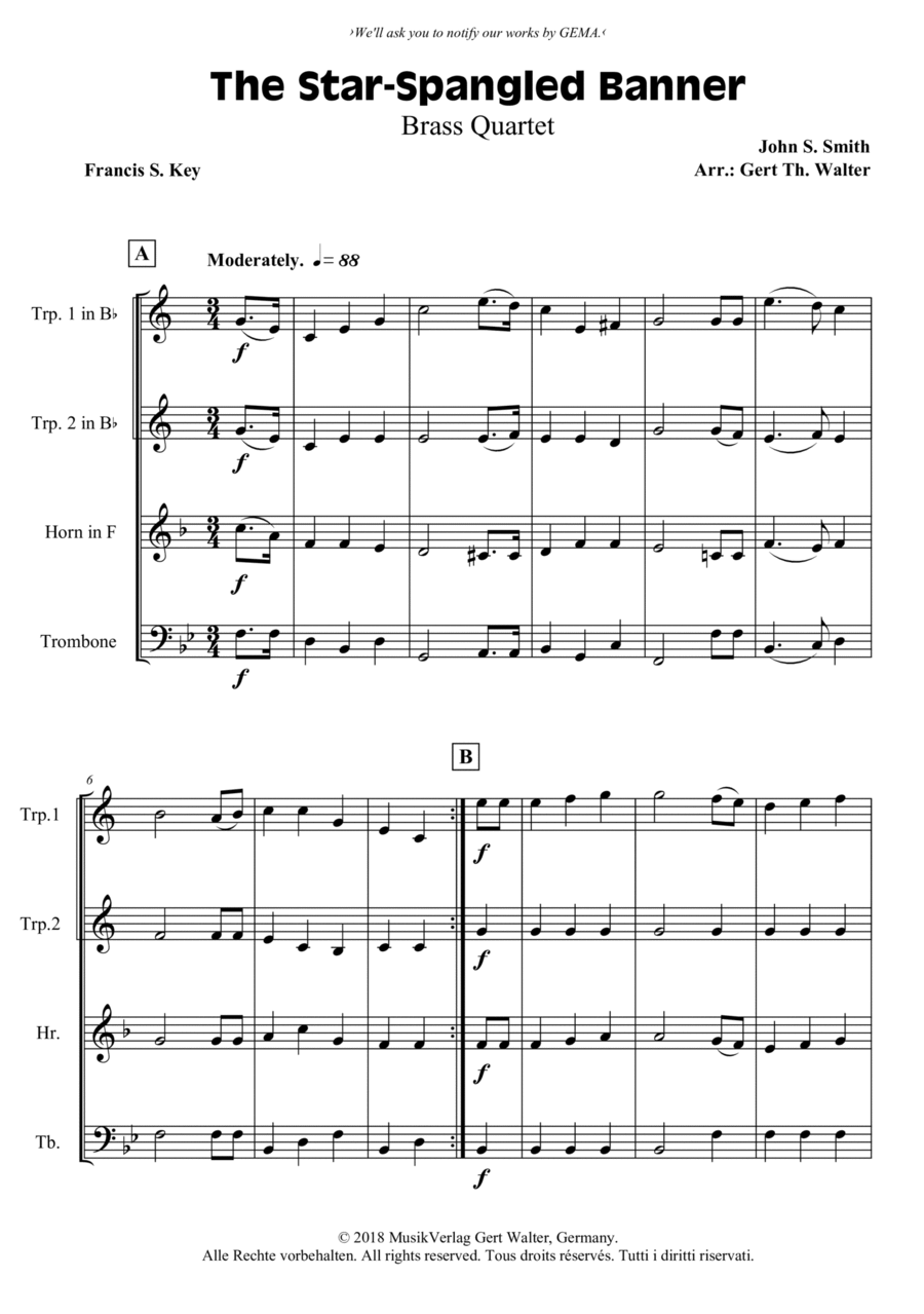The Star-Spangled Banner Horn scores gallery preview page 1