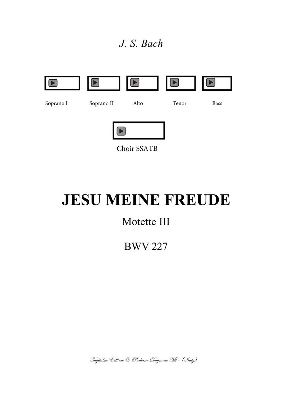 JESU MEINE FREUDE - BWV 227 - Motets 1 to 9 - Score for SATB and SSATB Choir - Score Only Divisi scores gallery preview page 1