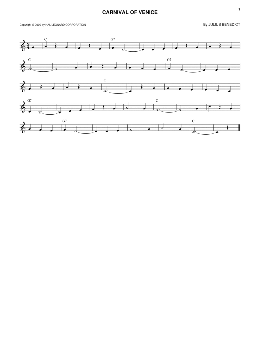Carnival Of Venice Carnival Of Venice Piano scores gallery preview page 1