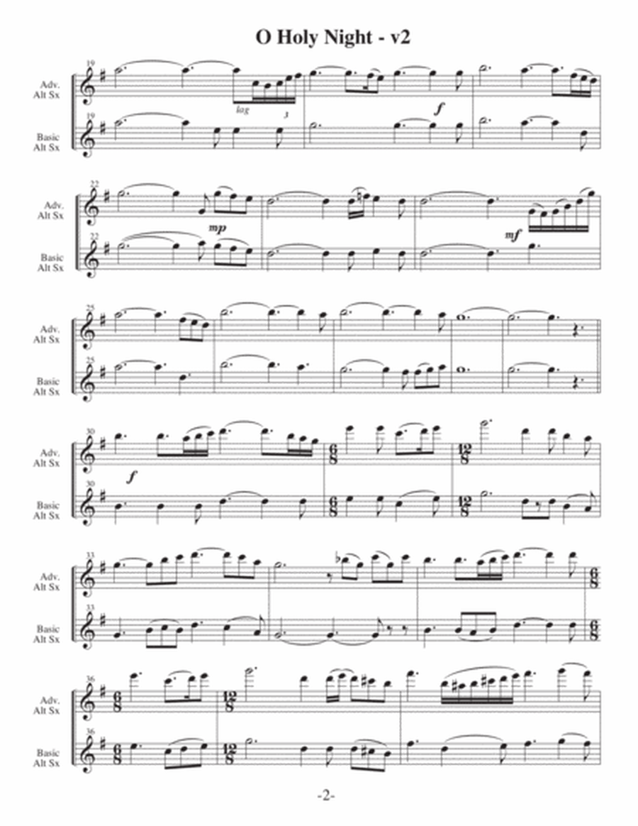 O Holy NIght-v2 (Arrangements Level 3-5 for ALTO SAX + Written Acc) image number null