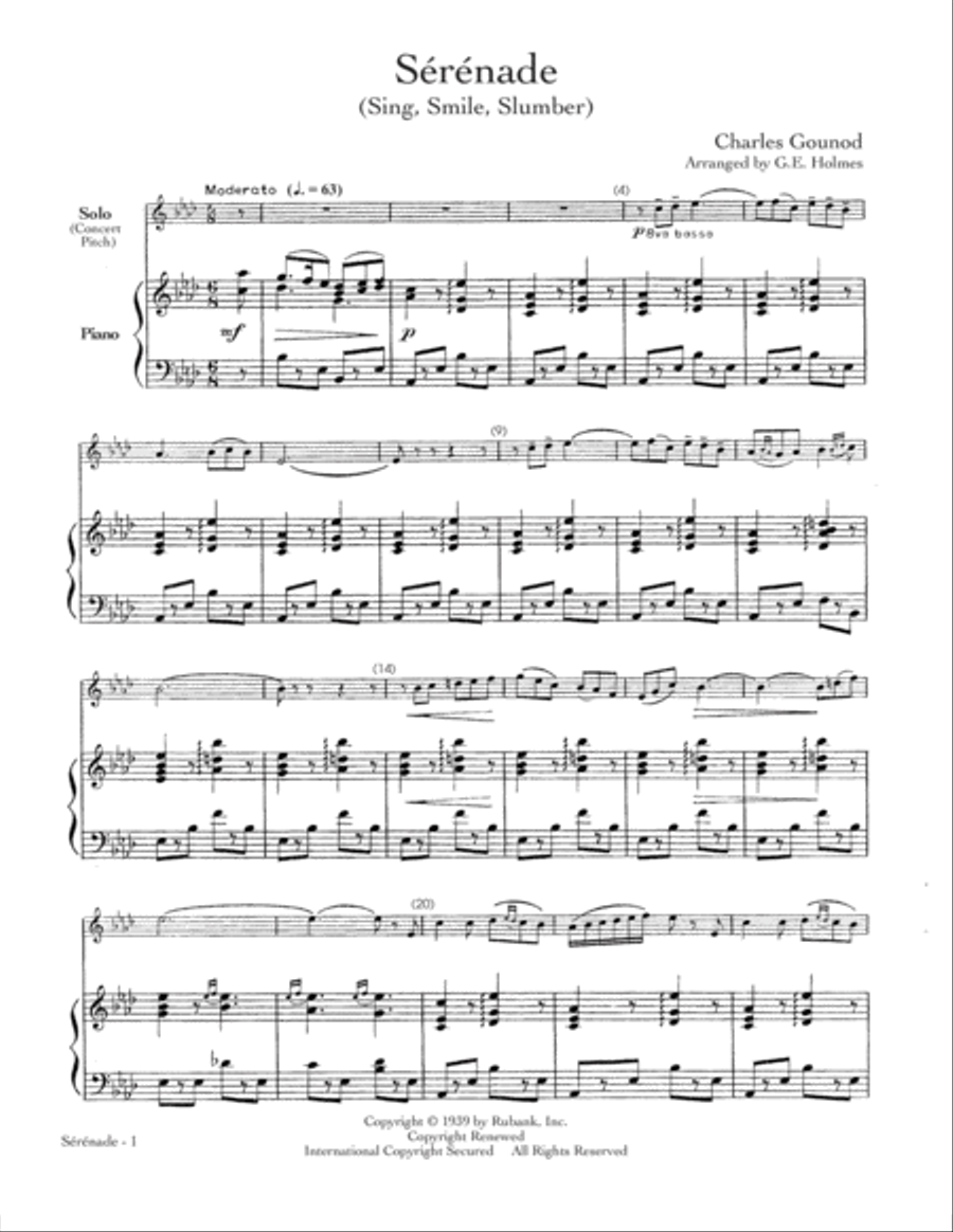 Serenade (Sing, Smile, Slumber) School and Community scores gallery preview page 1