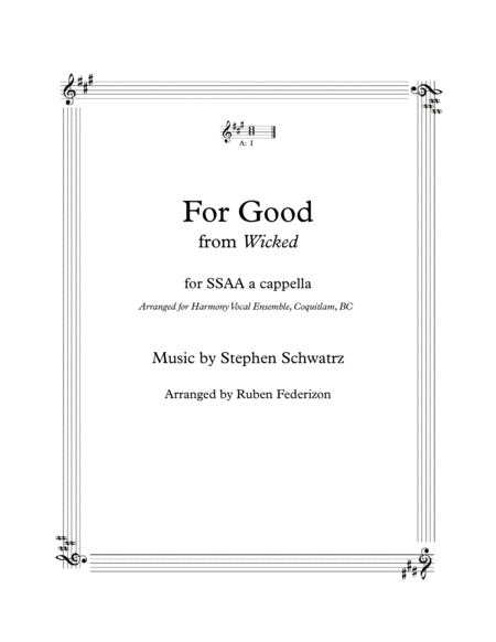 For Good (from "Wicked"). SSAA a capella. image number null
