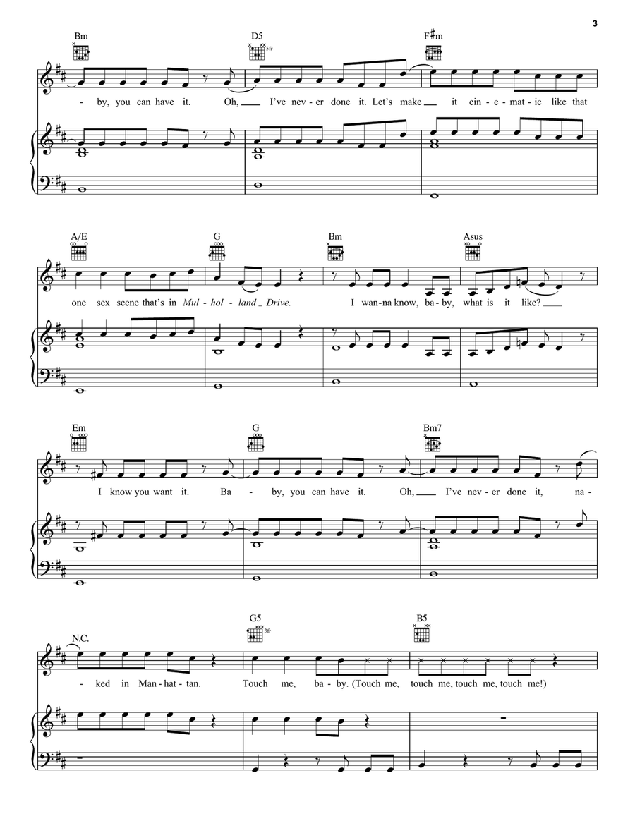 Naked In Manhattan Piano, Vocal, Guitar scores gallery preview page 3