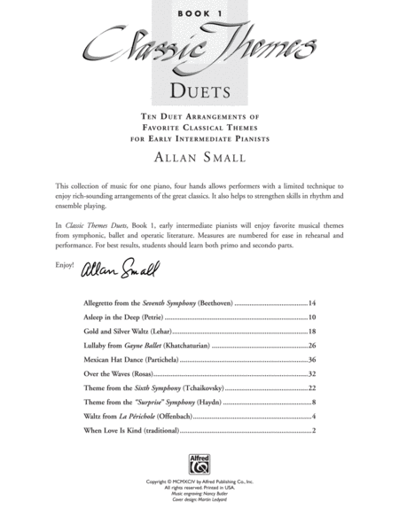 Classic Themes Duets, Book 1