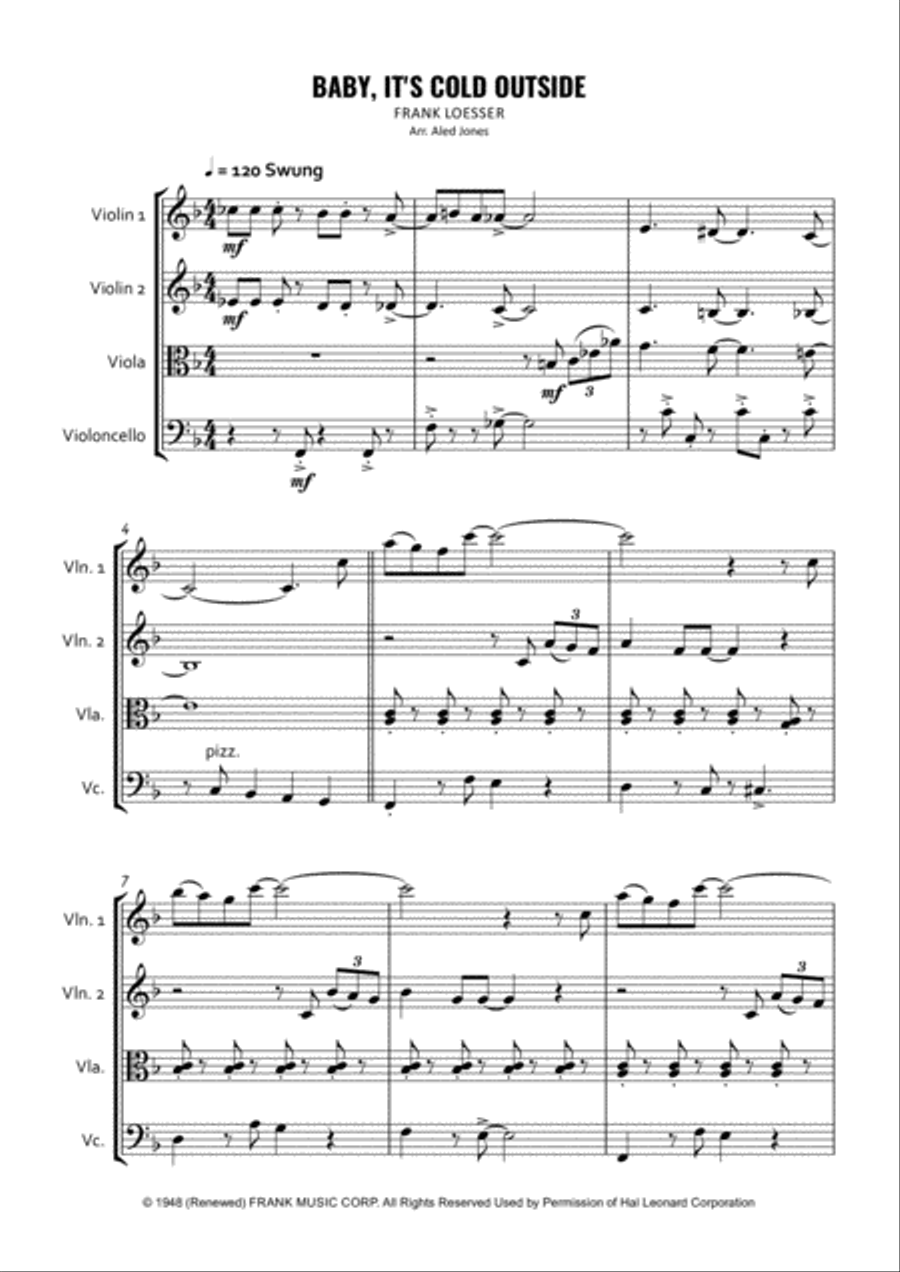 Baby, It's Cold Outside String Quartet scores gallery preview page 1