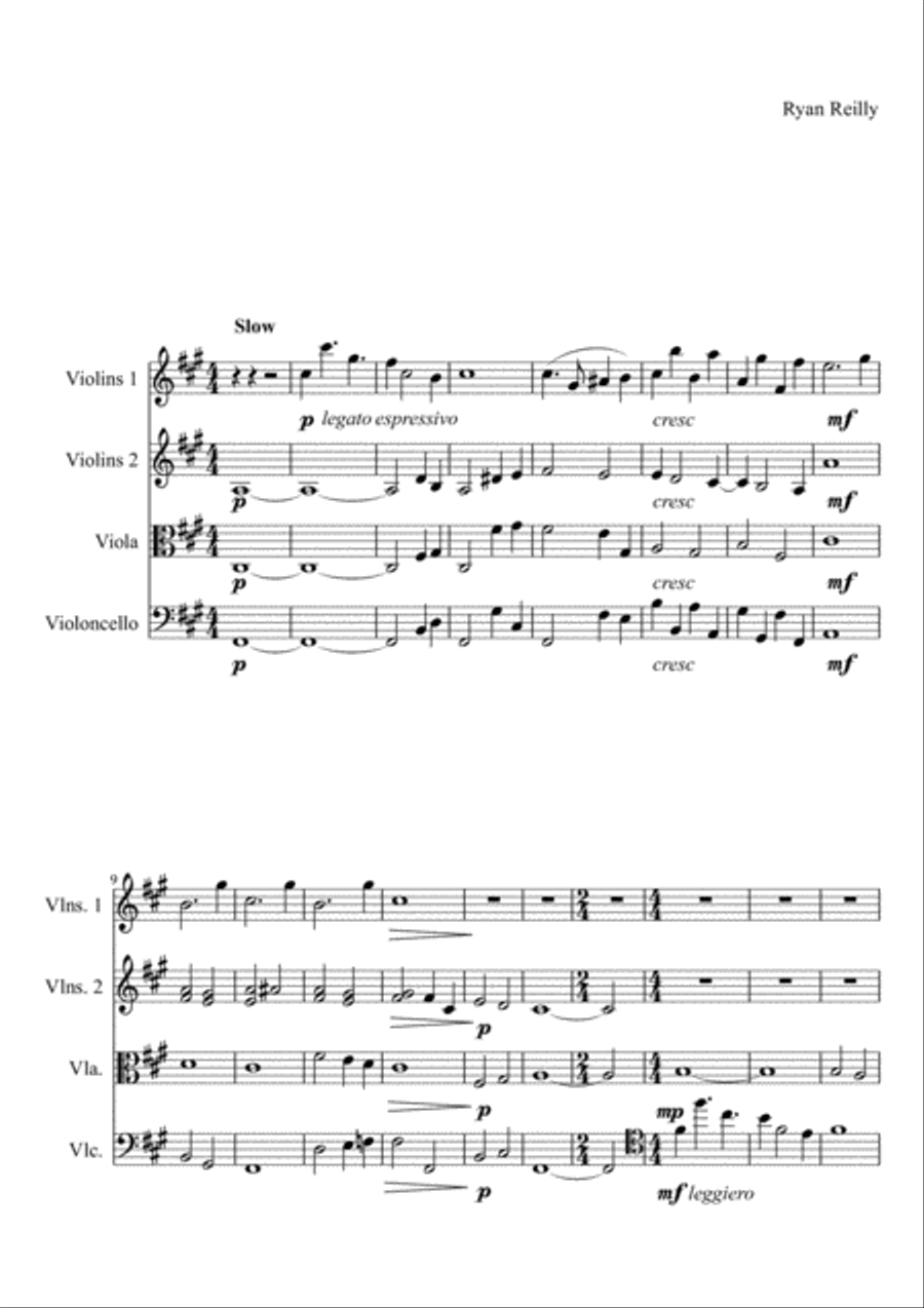 Op.1 No.1 - The Walk Op.1 No.1 - The Walk String Quartet scores gallery preview page 1