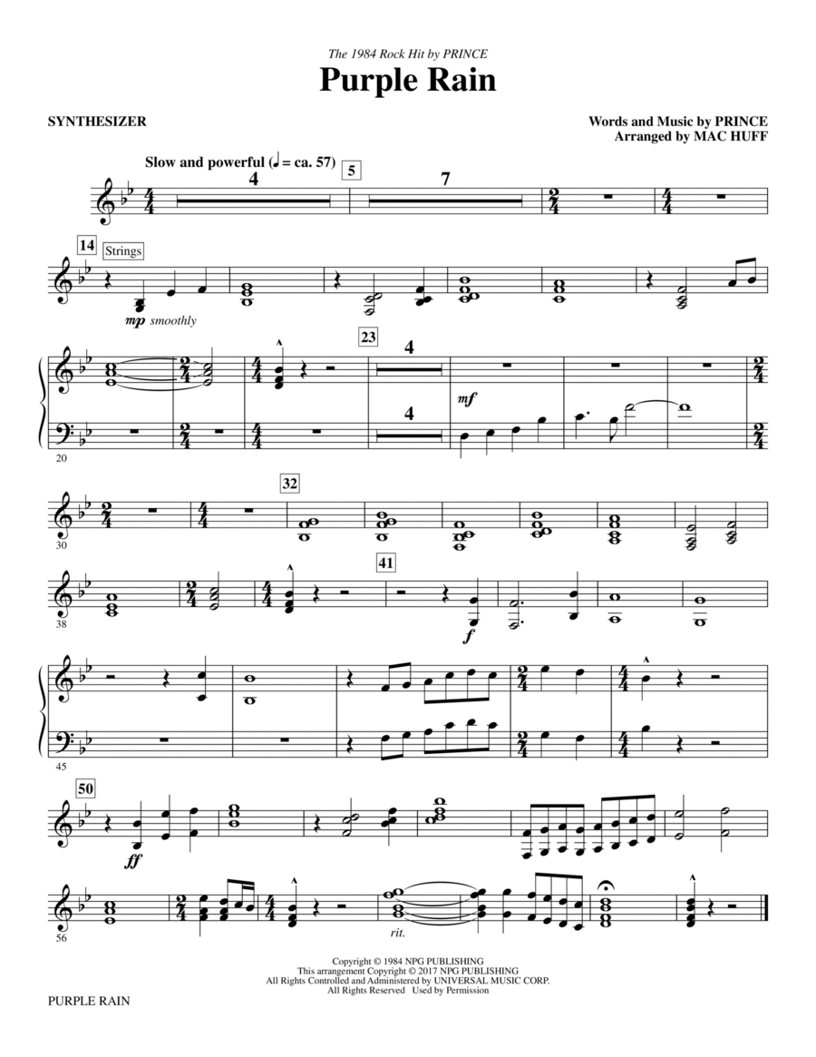 Purple Rain - Synthesizer Choir scores gallery preview page 1