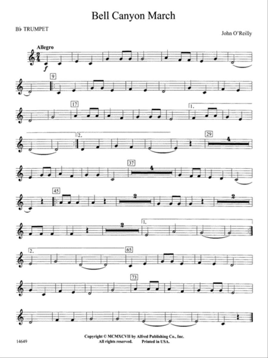 Bell Canyon March: 1st B-flat Trumpet Concert Band scores gallery preview page 1