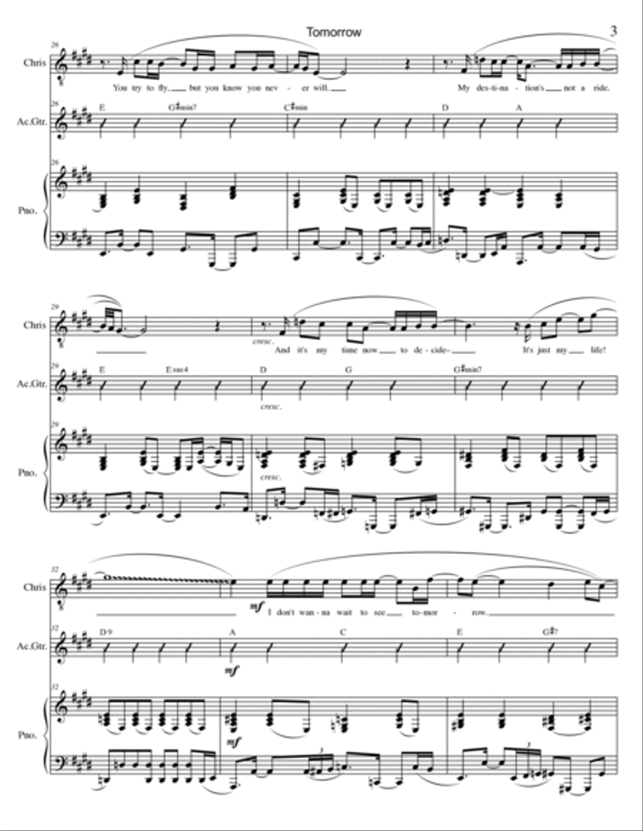 Tomorrow Piano, Vocal, Guitar scores gallery preview page 3