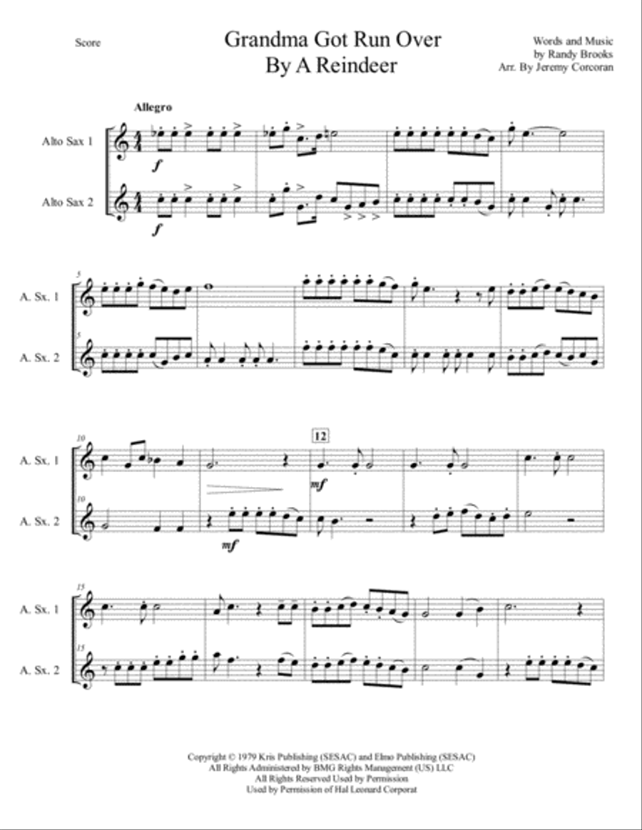 Grandma Got Run Over By A Reindeer Woodwind Duet scores gallery preview page 2