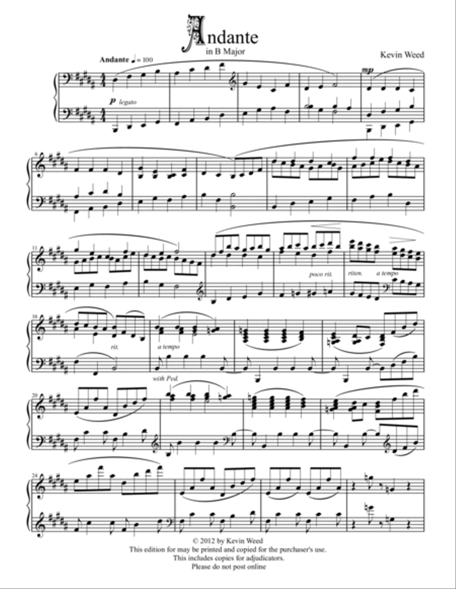 Andante Piano Solo scores gallery preview page 2