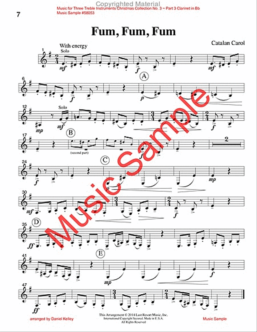 Music for Three Treble Instruments, Christmas Collection No. 3 Holiday Favorites English Horn scores gallery preview page 6