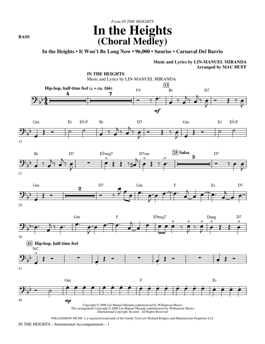 In The Heights (Choral Medley) (arr. Mac Huff) - Bass