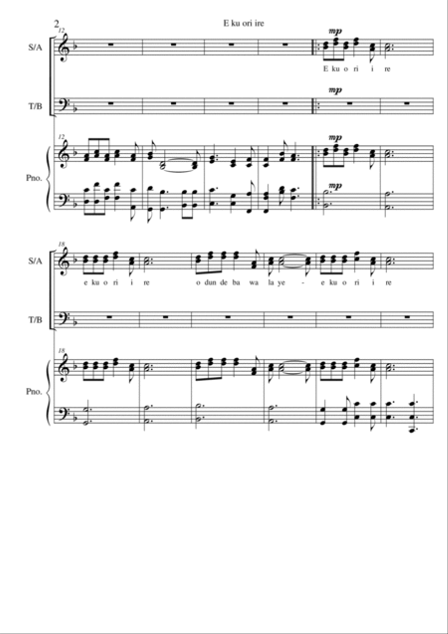 Eku ori ire (Congratulations) Voice Solo scores gallery preview page 2