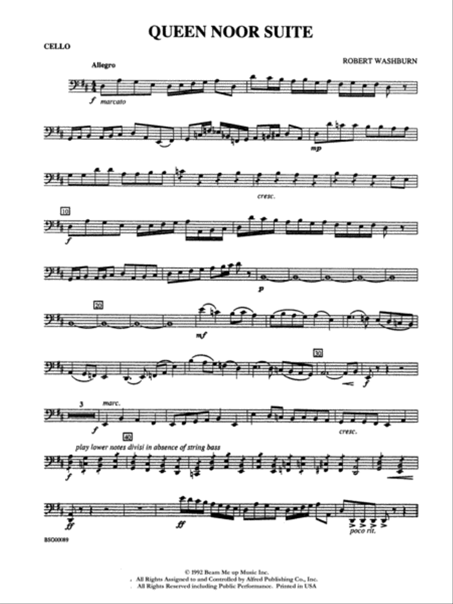 Queen Noor Suite: Cello String Orchestra scores gallery preview page 1