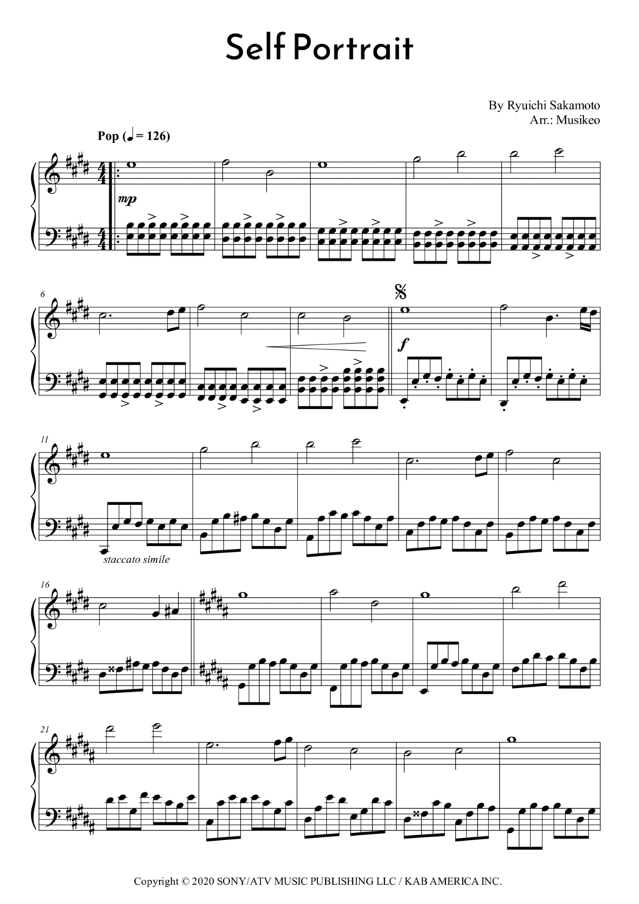 Self Portrait Piano Solo scores gallery preview page 1