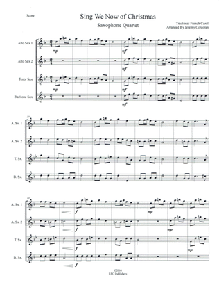 Sing We Now of Christmas for Saxophone Quartet (SATB or AATB)