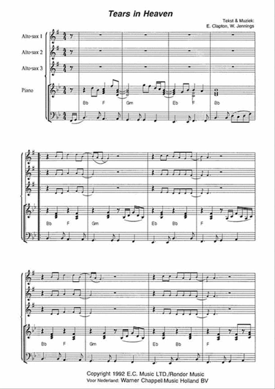 Tears In Heaven Tears In Heaven Saxophone scores gallery preview page 2