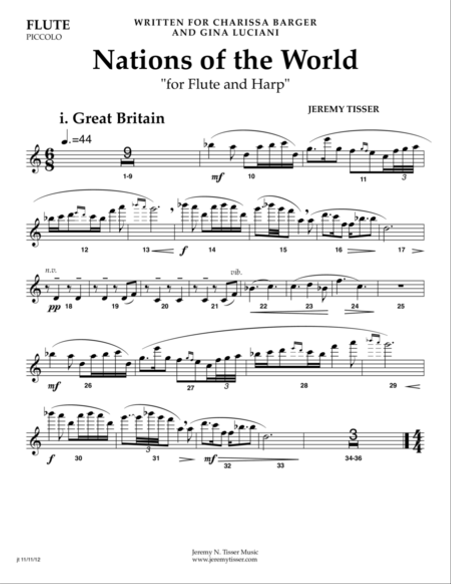 Nations of the World - FLUTE PART Flute Solo scores gallery preview page 1