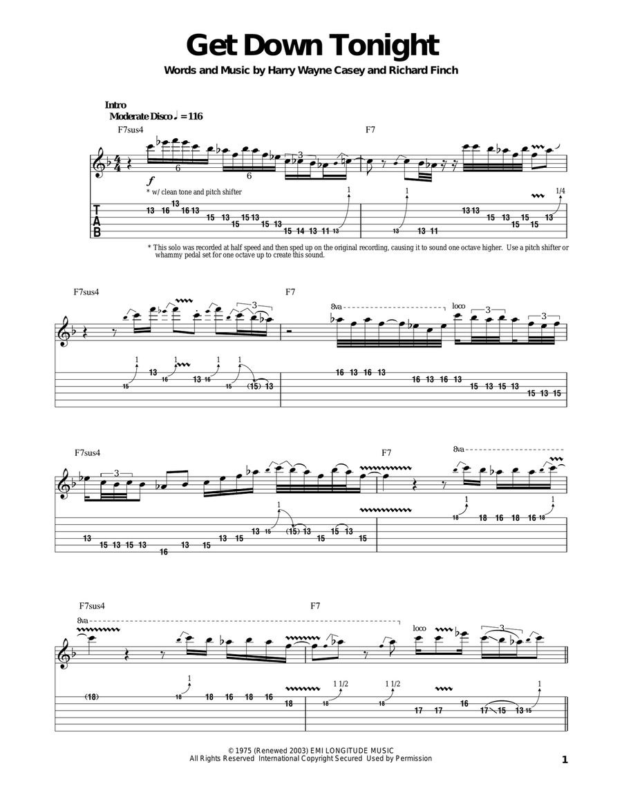 Get Down Tonight Acoustic Guitar scores gallery preview page 1