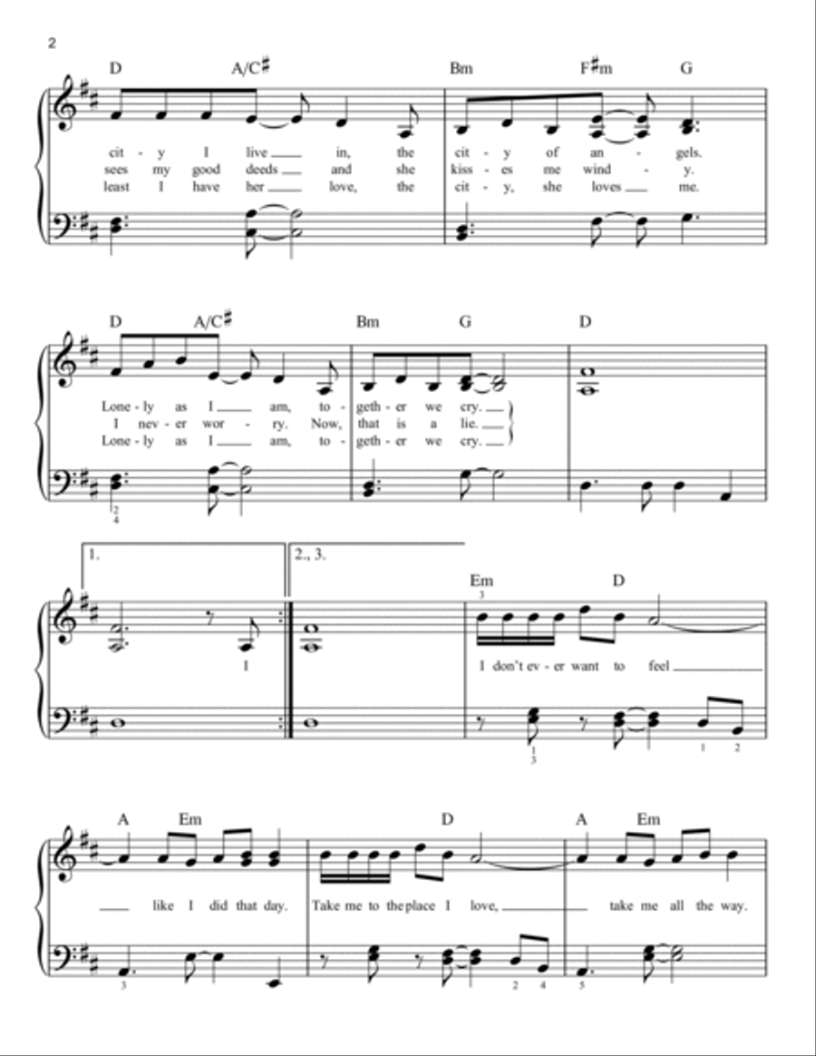 Under The Bridge Easy Piano scores gallery preview page 2
