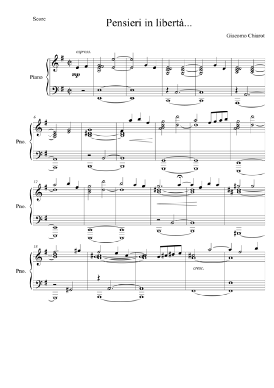 Pensieri in libertà Piano Solo scores gallery preview page 1