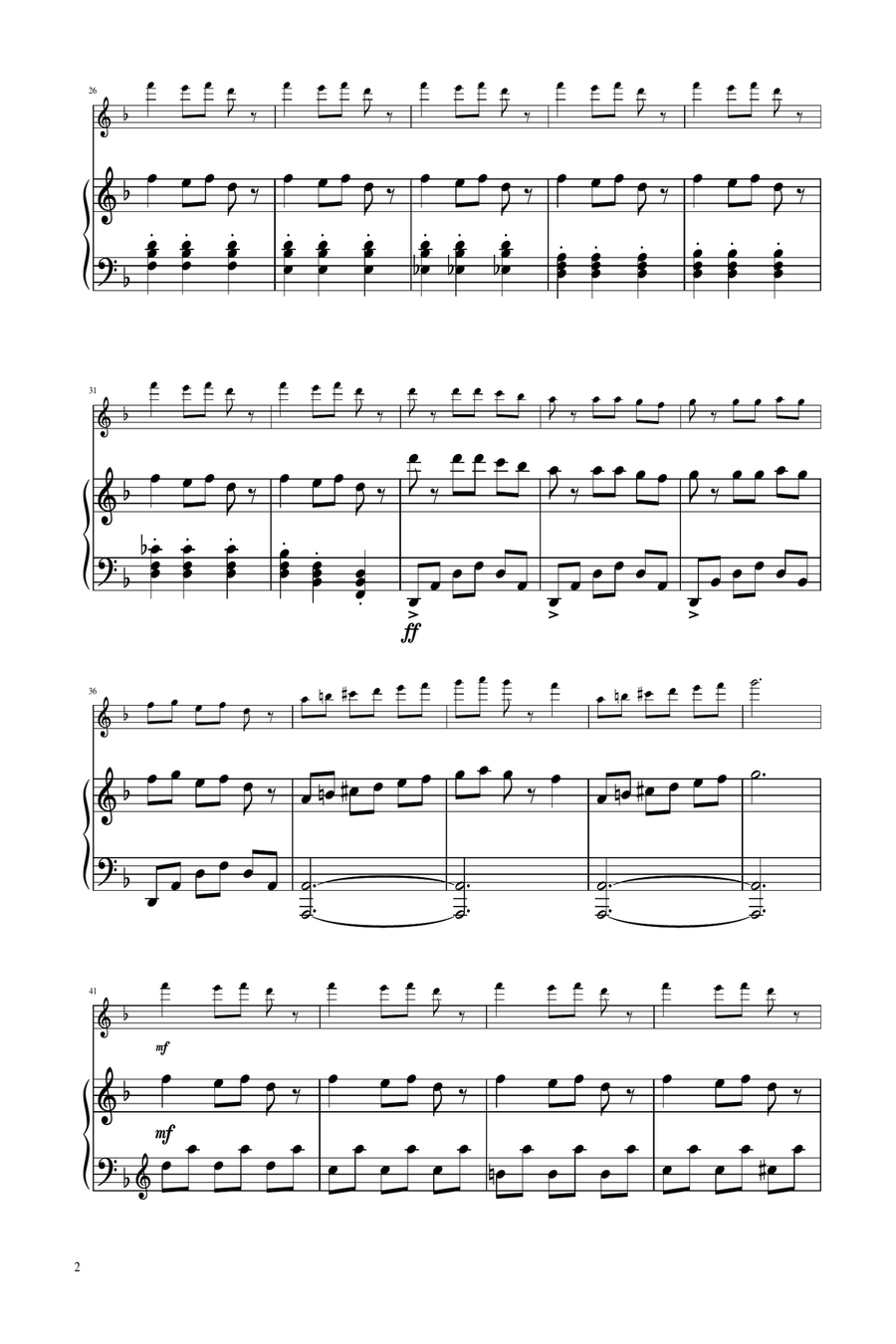 Carol of The Bells - Flute Solo w/ Piano Flute Solo scores gallery preview page 2