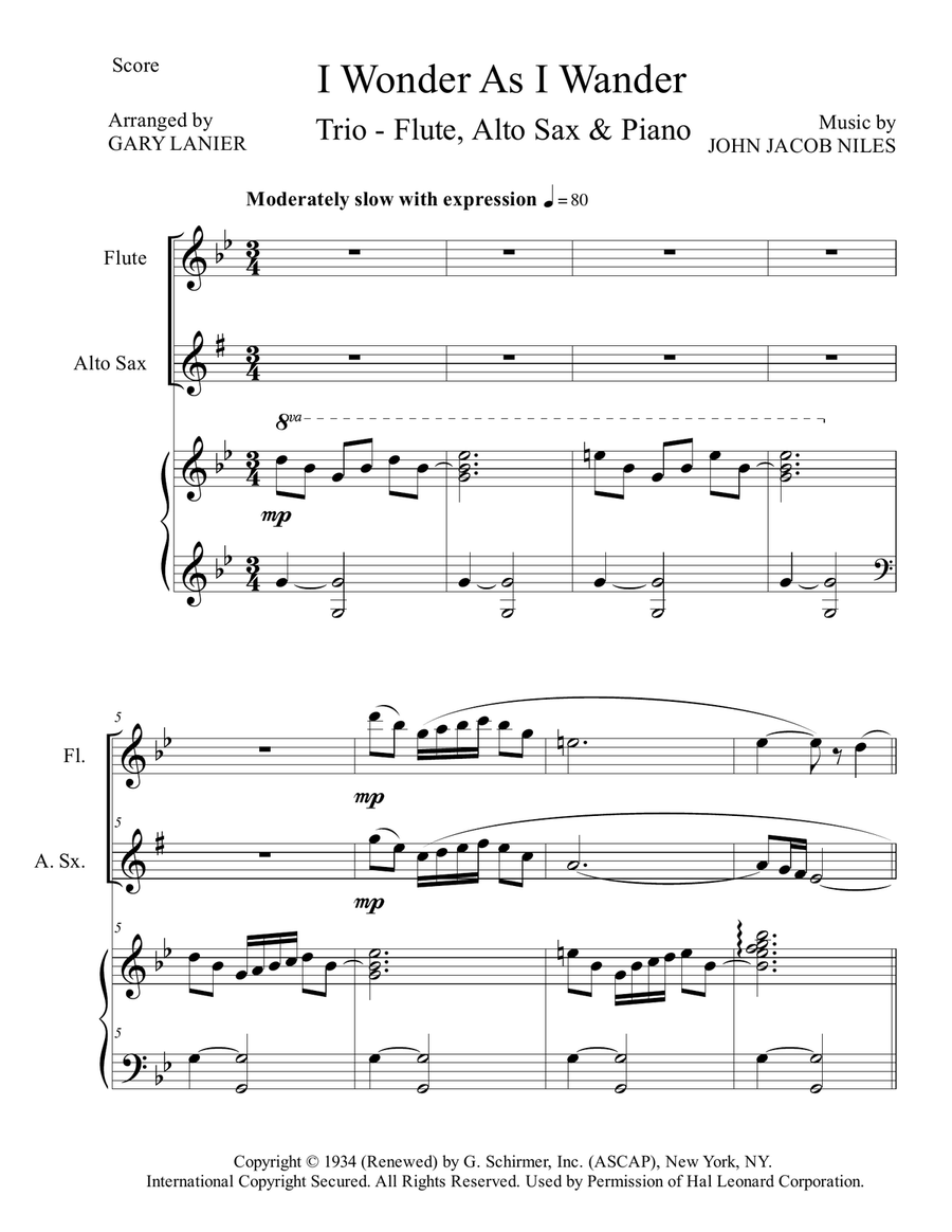I Wonder As I Wander Woodwind Duet scores gallery preview page 2