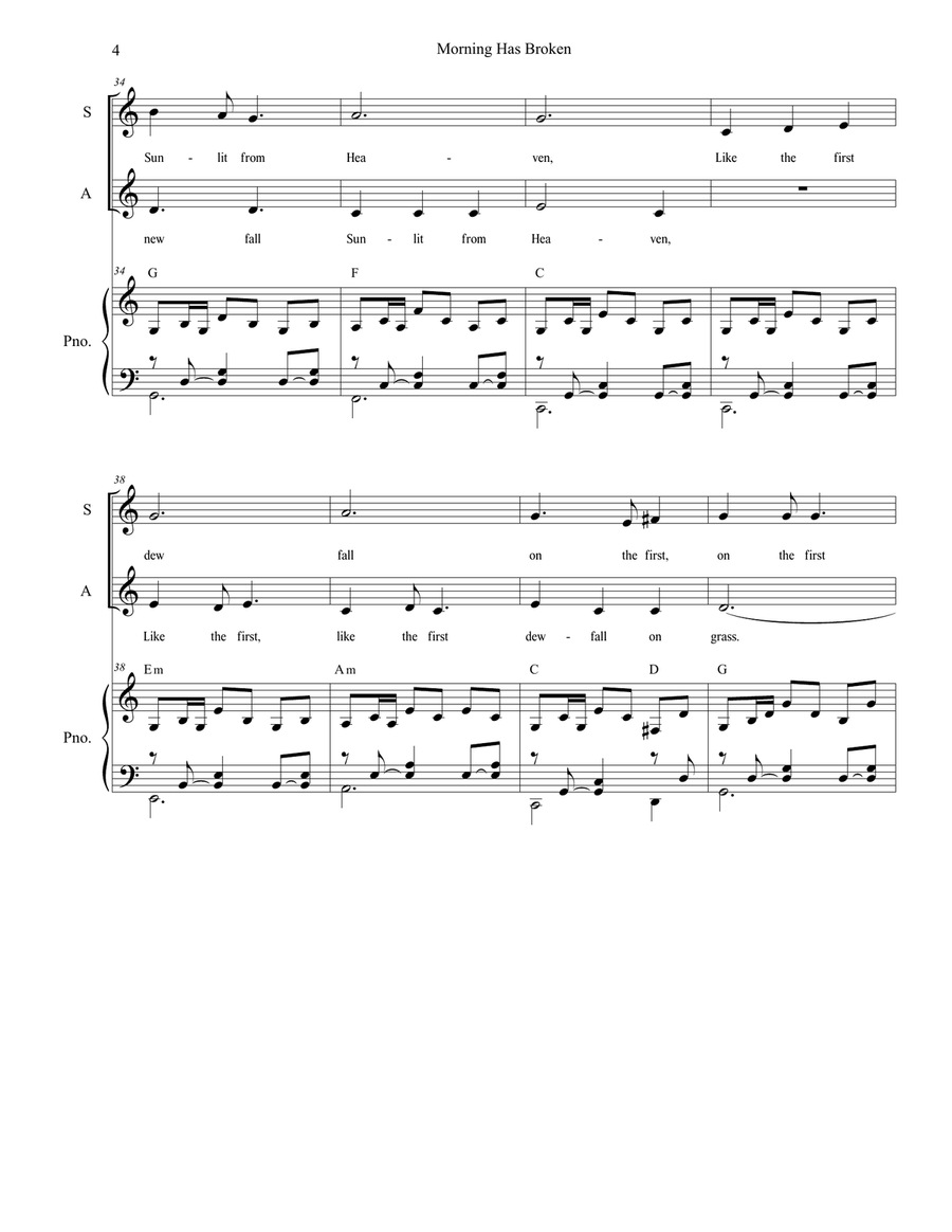 Morning Has Broken 4-Part scores gallery preview page 4