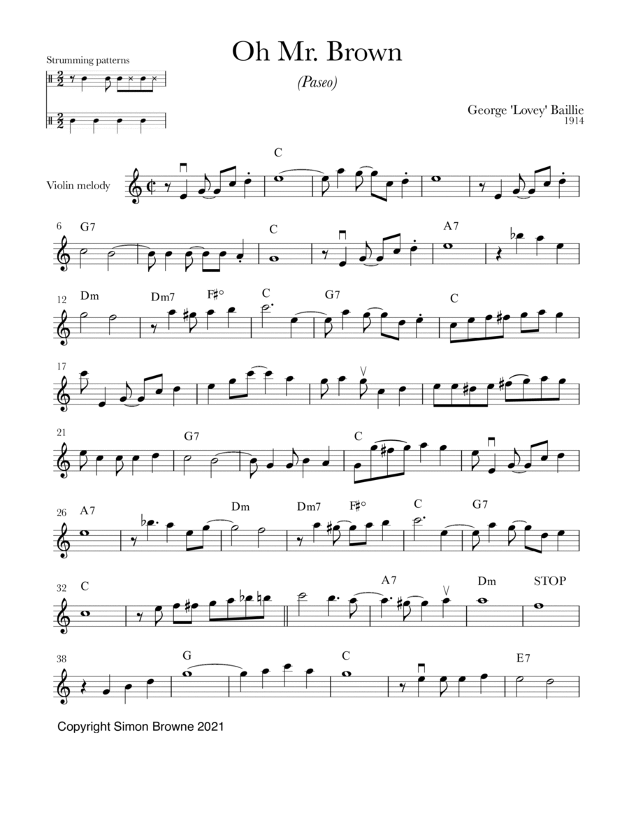 Oh Mister Brown (paseo) for violin and guitar Small Ensemble scores gallery preview page 1