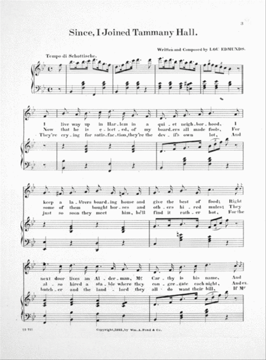 Since I Joined Tammany Hall. Song Voice scores gallery preview page 2
