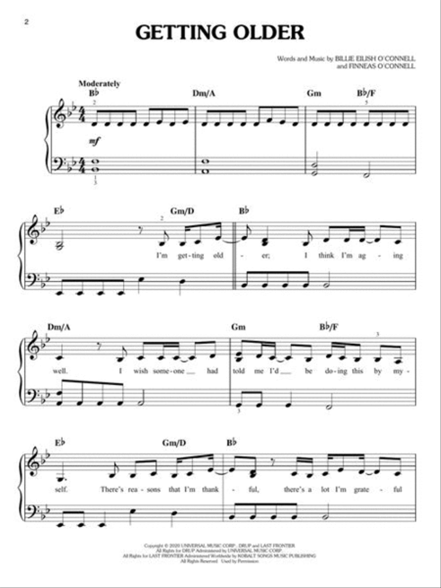 Billie Eilish – Happier Than Ever Easy Piano scores gallery preview page 4
