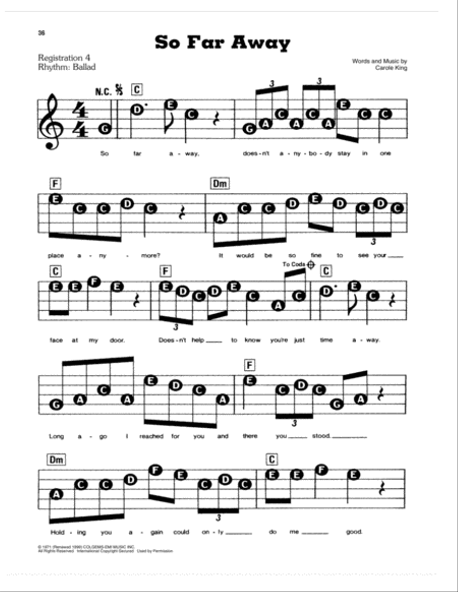 So Far Away Electronic Keyboard scores gallery preview page 1