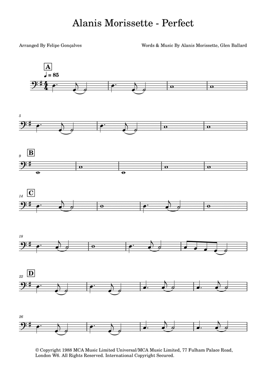 Perfect Bass Guitar scores gallery preview page 1